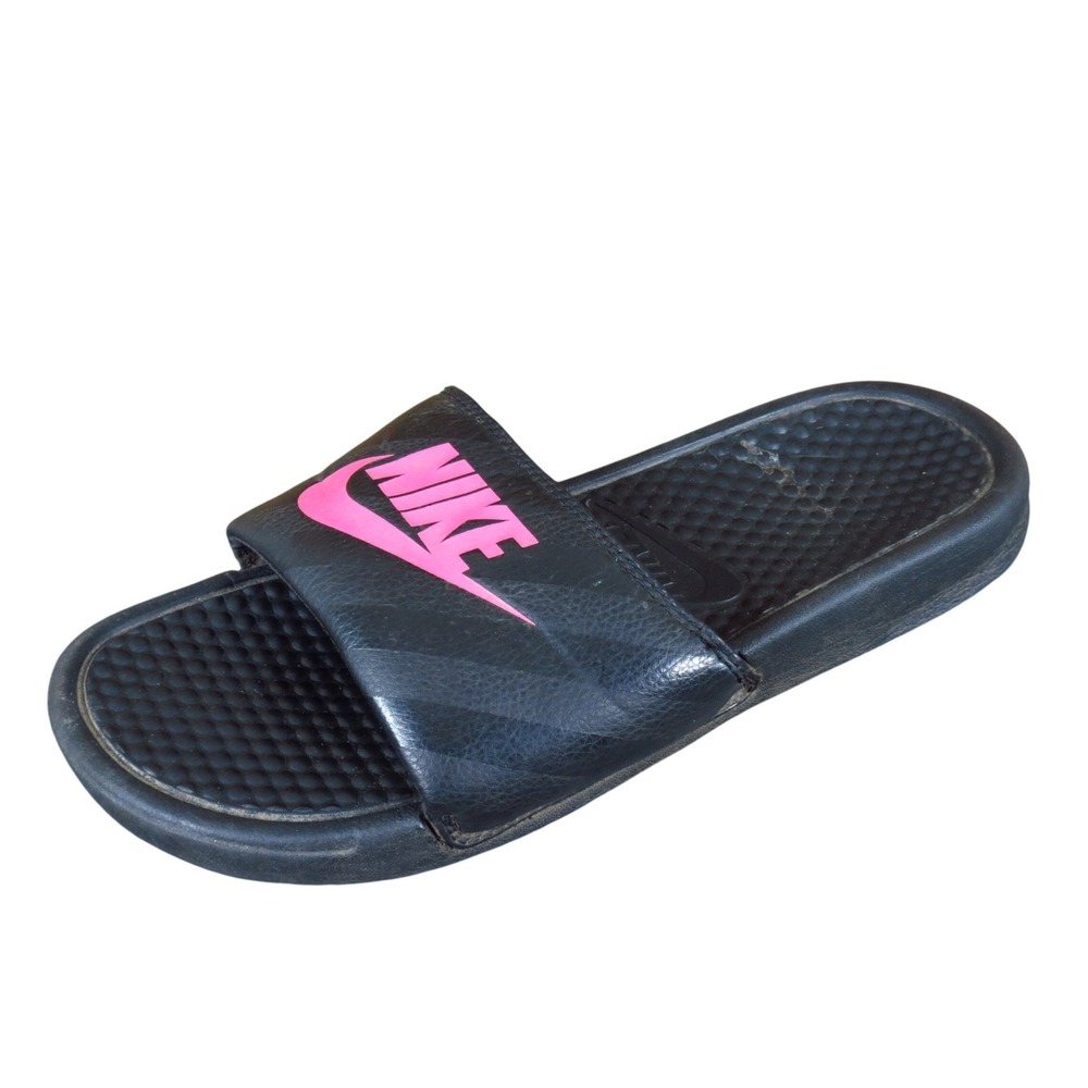 Nike Benassi JDI Women Slide Sandals Sz 9 Athletic Casual Black‎ Pink 343881-061